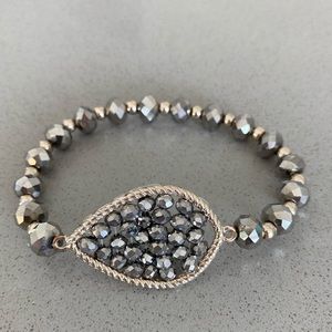 Silver and gray beaded bracelet